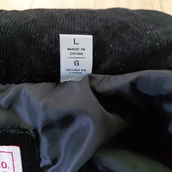 Levis Puffer Corduroy Jacket Vintage LARGE Black Cinch Waist Y2K Academia Preppy - Picture 6 of 12